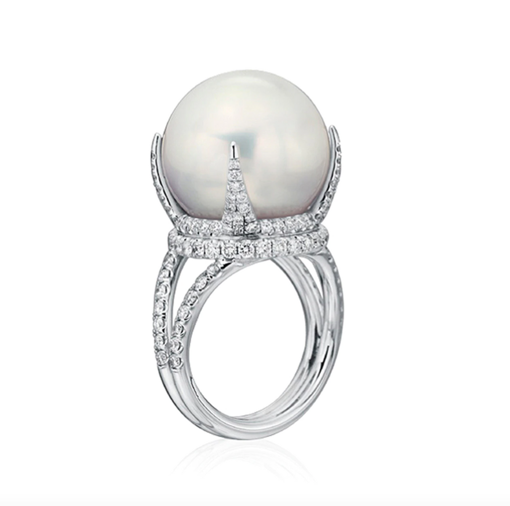 Art Nouveau Pearl, Diamond, and 14k Gold Antique Ring